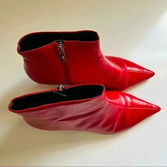 Zara Trafaluc Red Mid Heel Ankle Boots - Picture 8 of 11